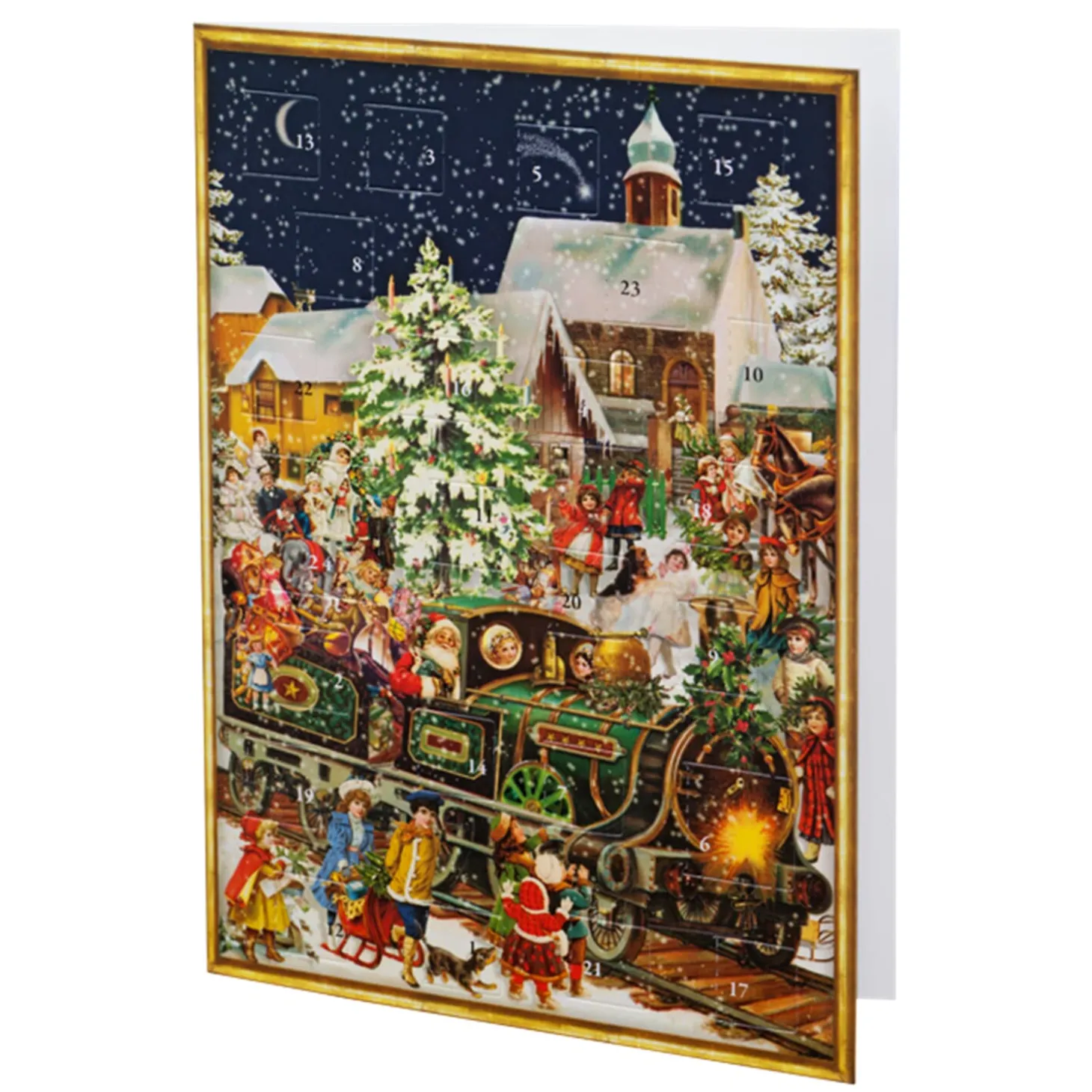 Adventskalender-Karte "Nostalgischer Weihnachtszug"
