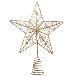 Baumspitze Drahtstern gold mit Perlen