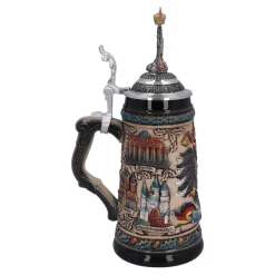 Bierkrug mit Zinnadler "Deutschland", bunt-natur, 0,5 Liter