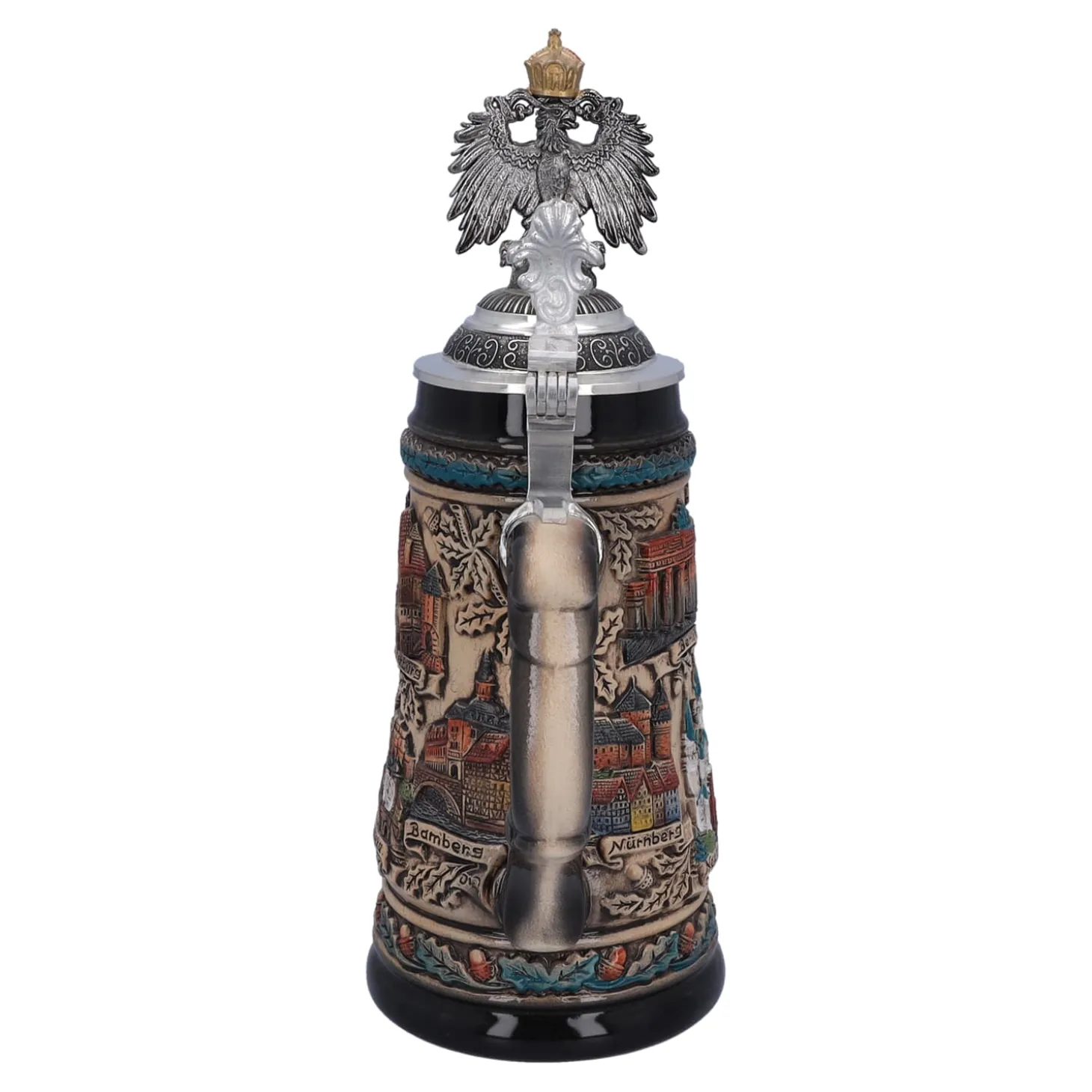 Bierkrug mit Zinnadler "Deutschland", bunt-natur, 0,5 Liter