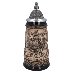 Bierkrug mit Zinndeckel "Deutschland", natur, 0,5l