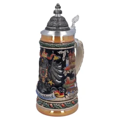 Bierkrug mit Zinndeckel "Deutschland", bunt-schwarz, 0,5l