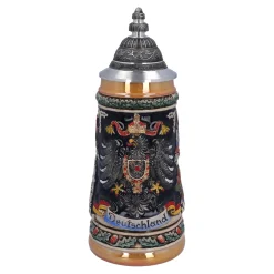Bierkrug mit Zinndeckel "Deutschland", bunt-schwarz, 0,5l