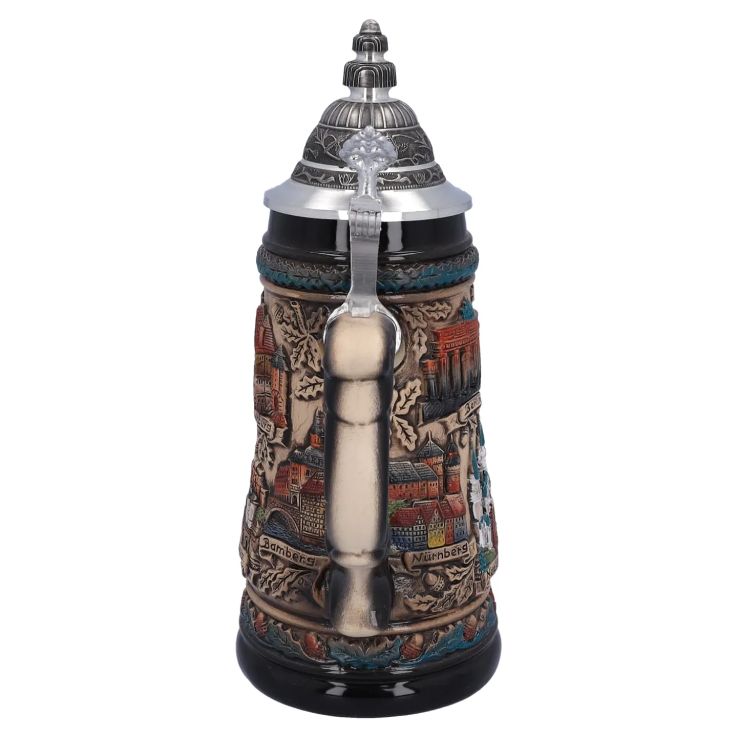 Bierkrug mit Zinndeckel "Deutschland", bunt-natur, 0,5l