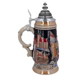 Bierkrug mit Zinndeckel 