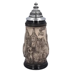 Bierkrug mit Zinndeckel "Rothenburg", natur, 0,5 Liter