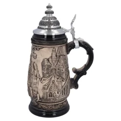 Bierkrug mit Zinndeckel 