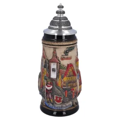 Bierkrug mit Zinndeckel "Rothenburg", natur, 0,5l