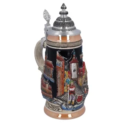 Bierkrug mit Zinndeckel 