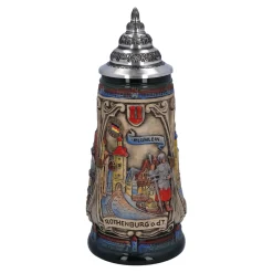 Bierkrug mit Zinndeckel "Rothenburg mit Ritter", 0,5 Liter