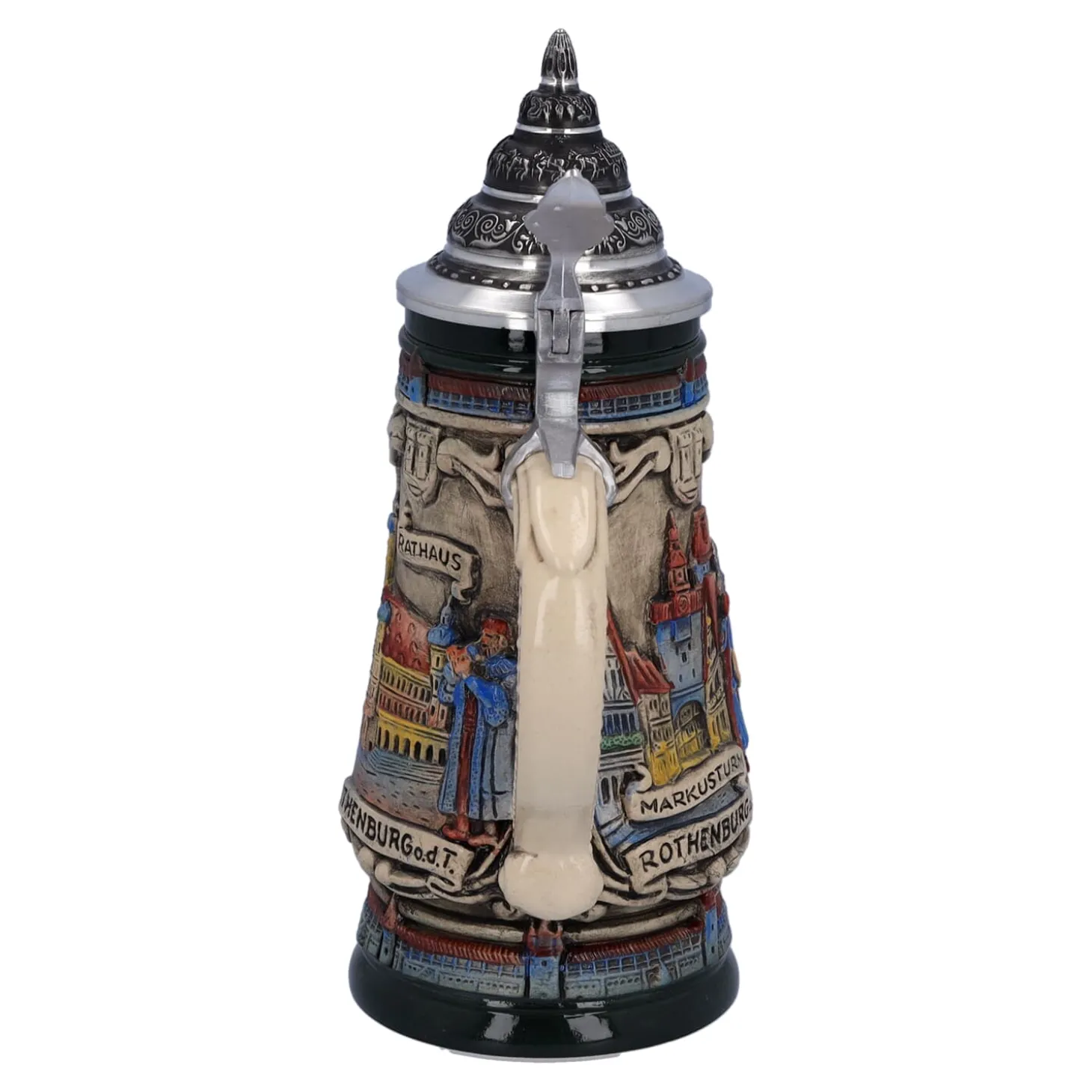 Bierkrug mit Zinndeckel "Rothenburg mit Ritter", 0,25l