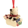 Bärchen mit Geschenken, goldfarben, Metall-Baumbehang