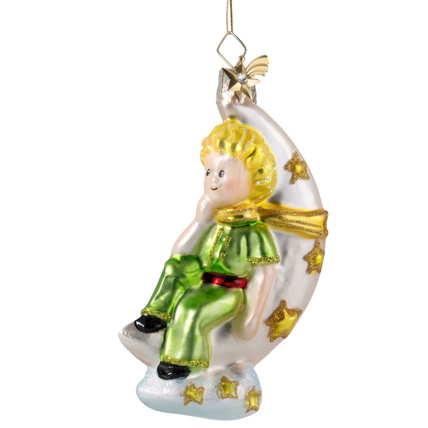 Der Kleine Prinz auf Mond, Glas-Baumbehang