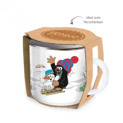 Emailletasse "Maulwurf im Winter"