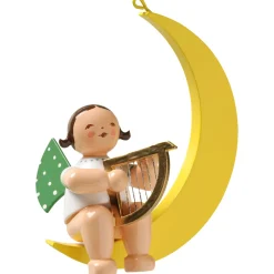 Engel mit Harfe, im Mond