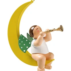 Engel mit Trompete, im Mond
