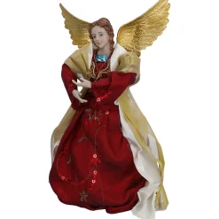 Engel, rot/goldfarben, Standfigur