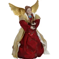 Engel, rot/goldfarben, Standfigur