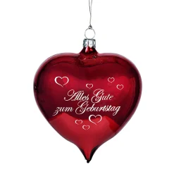 Glasherz bordeauxrot glänzend "Alles Gute zum Geburtstag"