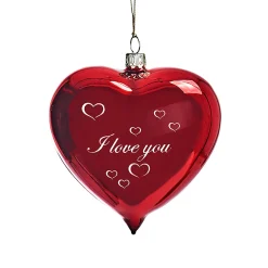 Glasherz bordeauxrot glänzend "I love you"