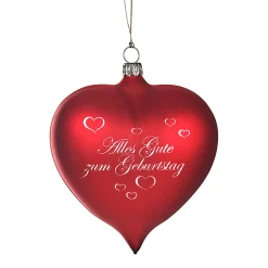 Glasherz bordeauxrot matt "Alles Gute zum Geburtstag"