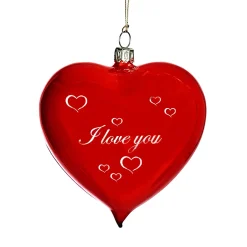 Glasherz rot glänzend "I love you"