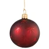 Glaskugel bordeaux matt mit Sternen, 6cm