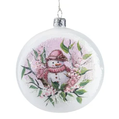 Glaskugel creme matt "Schneemann", 10 cm