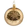 Glaskugel goldfarben mit Glitzer und Sternen, 8 cm