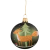 Glaskugel grün mit Fuchs, 7 cm