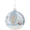 Glaskugel hellblau "Winterwald", 7 cm