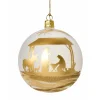 Glaskugel mattweiß mit Krippenmotiv, 10cm