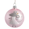 Glaskugel rosa mit Tanzmaus, 7 cm