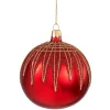 Glaskugel rot mit Glitterdach, 10 cm
