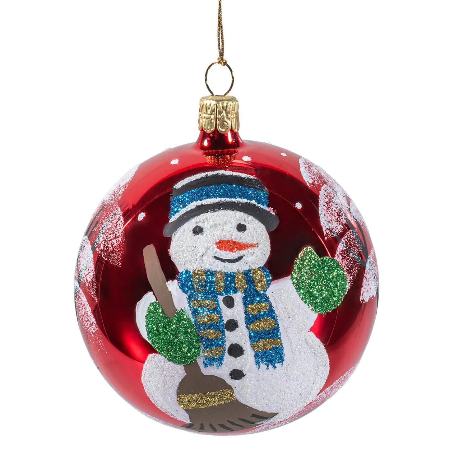 Glaskugel rot opal "Schneemann", 8 cm