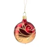 Glaskugel rot-gold mit goldener Verzierung, 6 cm