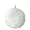Glaskugel weiß mit Schneeflocken, 12cm