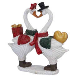 Gänsepaar mit Geschenk und Herz