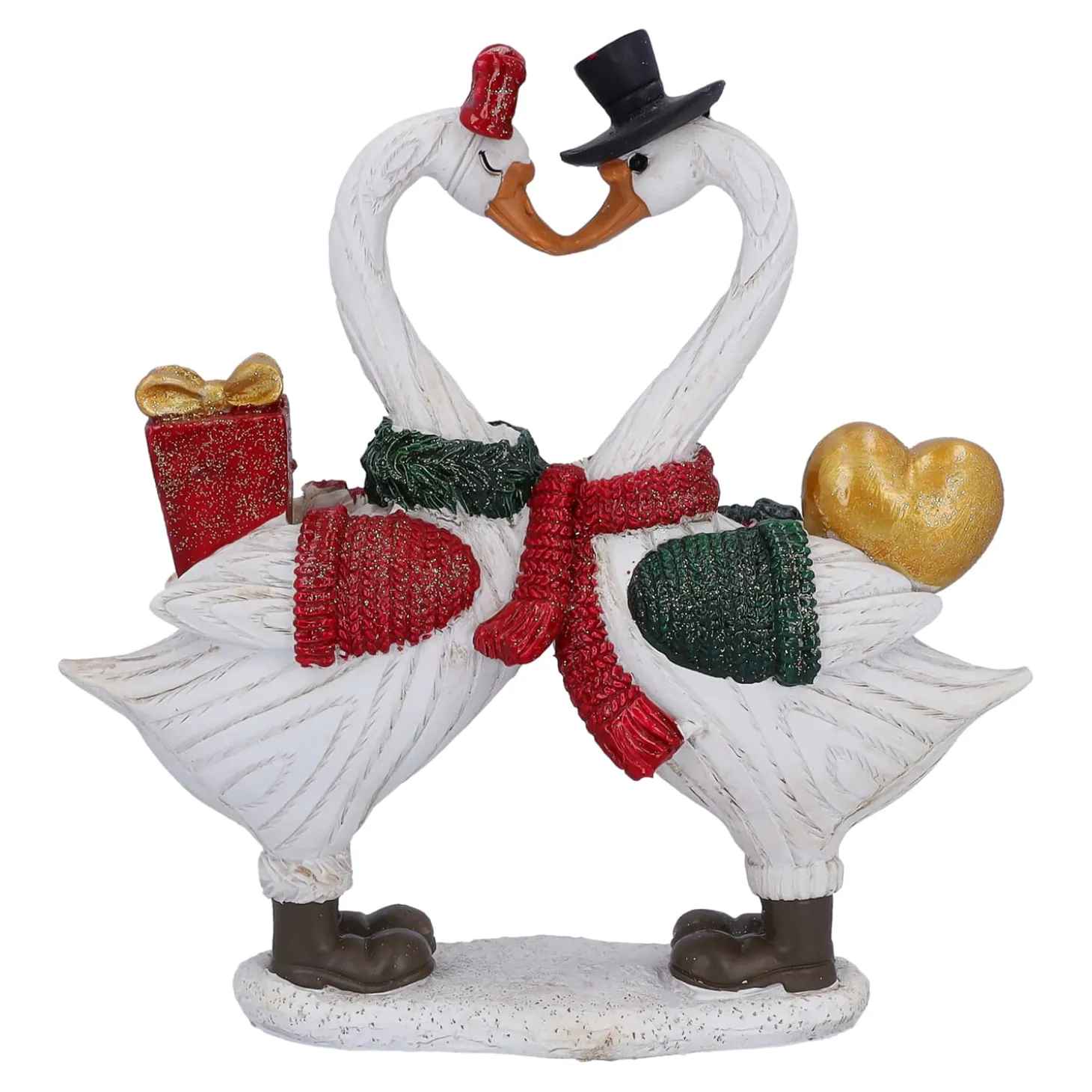 Gänsepaar mit Geschenk und Herz