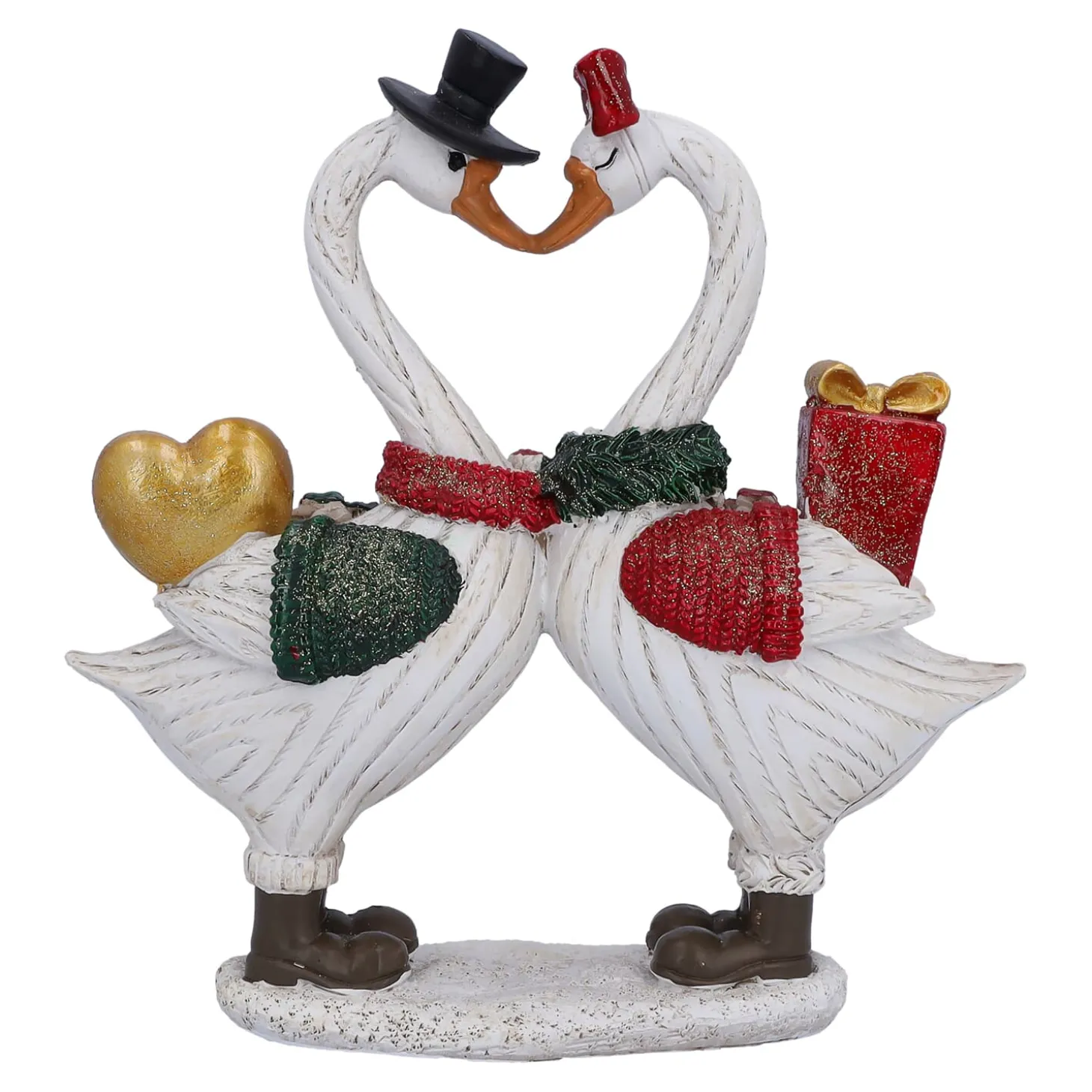 Gänsepaar mit Geschenk und Herz