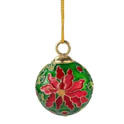 Grüne Kugel mit Blüte, Metall-Baumbehang