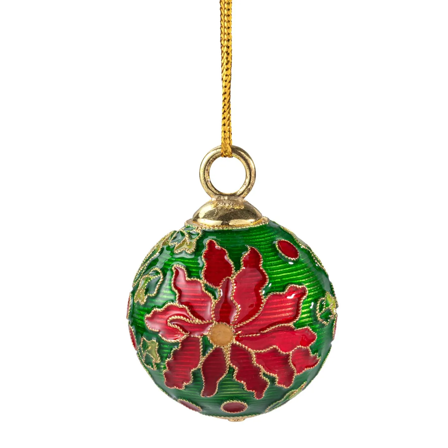 Grüne Kugel mit Blüte, Metall-Baumbehang