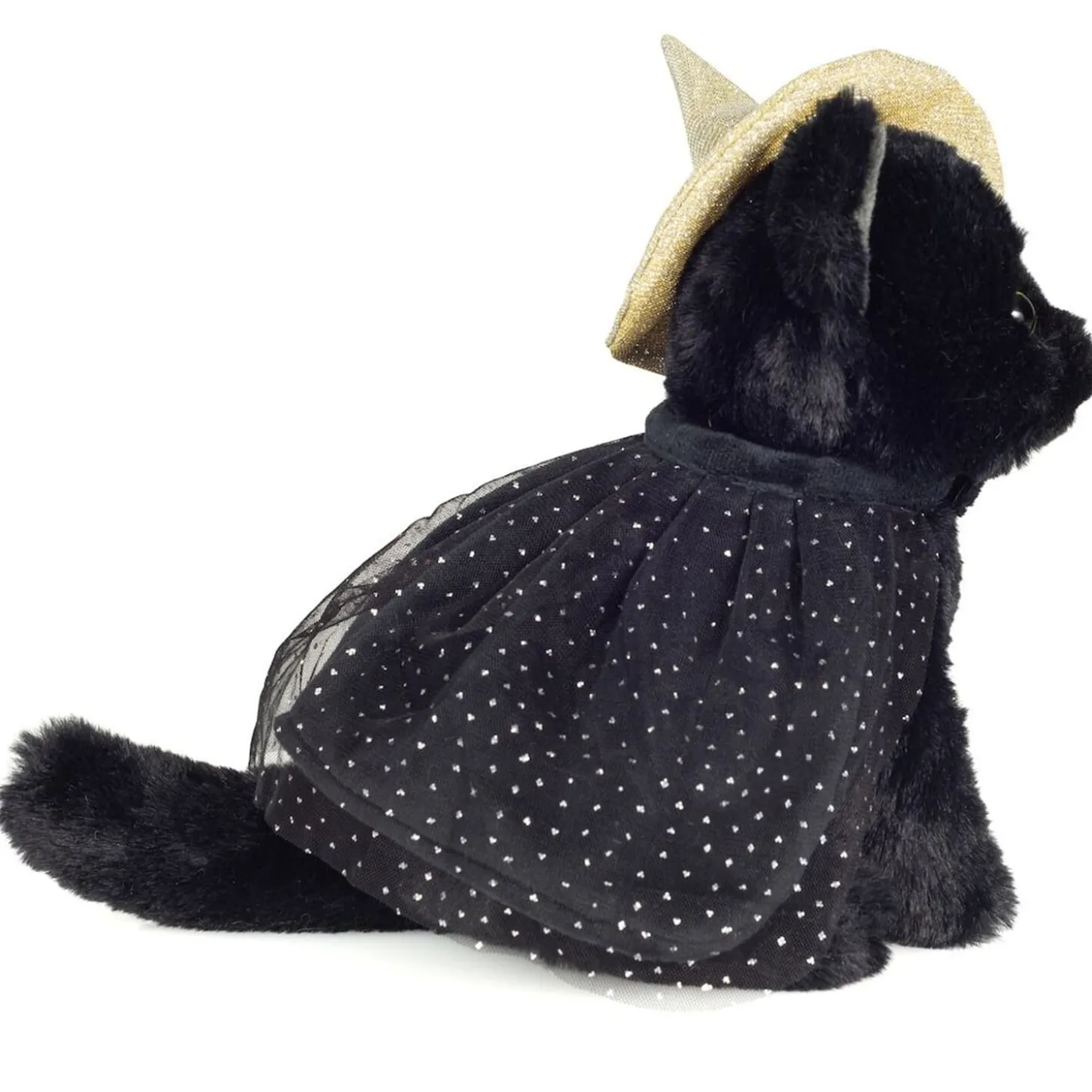 Halloween-Katze mit Hut, Plüschfigur