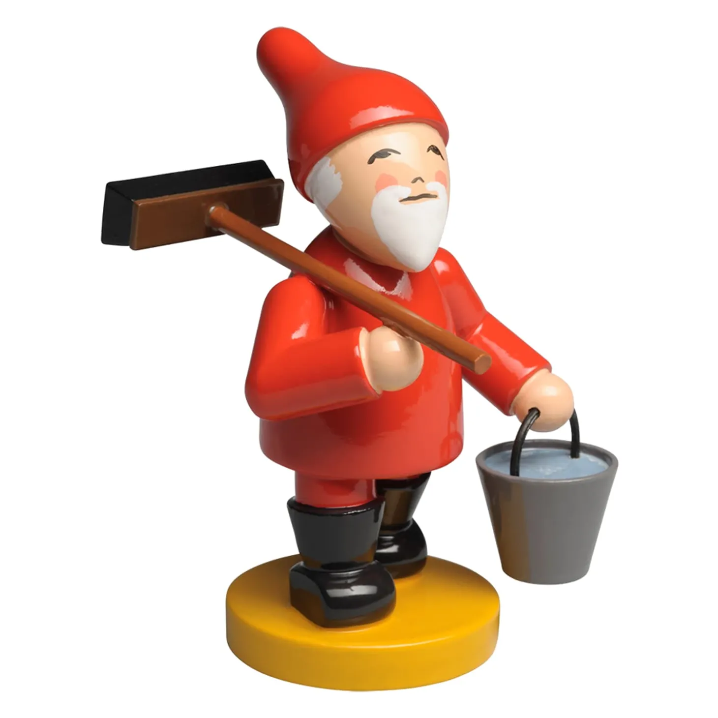 Heinzelmännchen mit Besen und Eimer