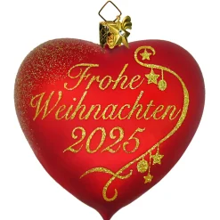Herz "Frohe Weihnachten 2025", Glas-Baumbehang