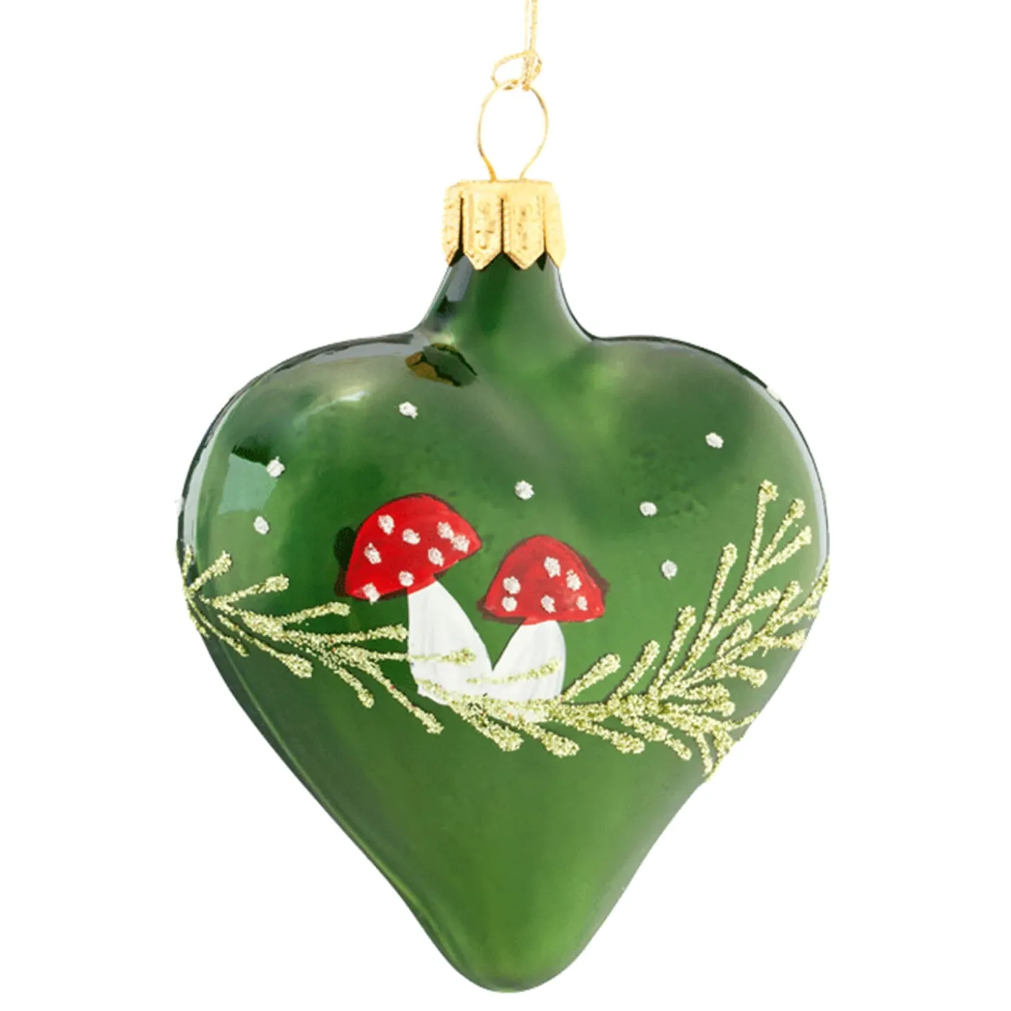 Herz grün mit Fliegenpilzen