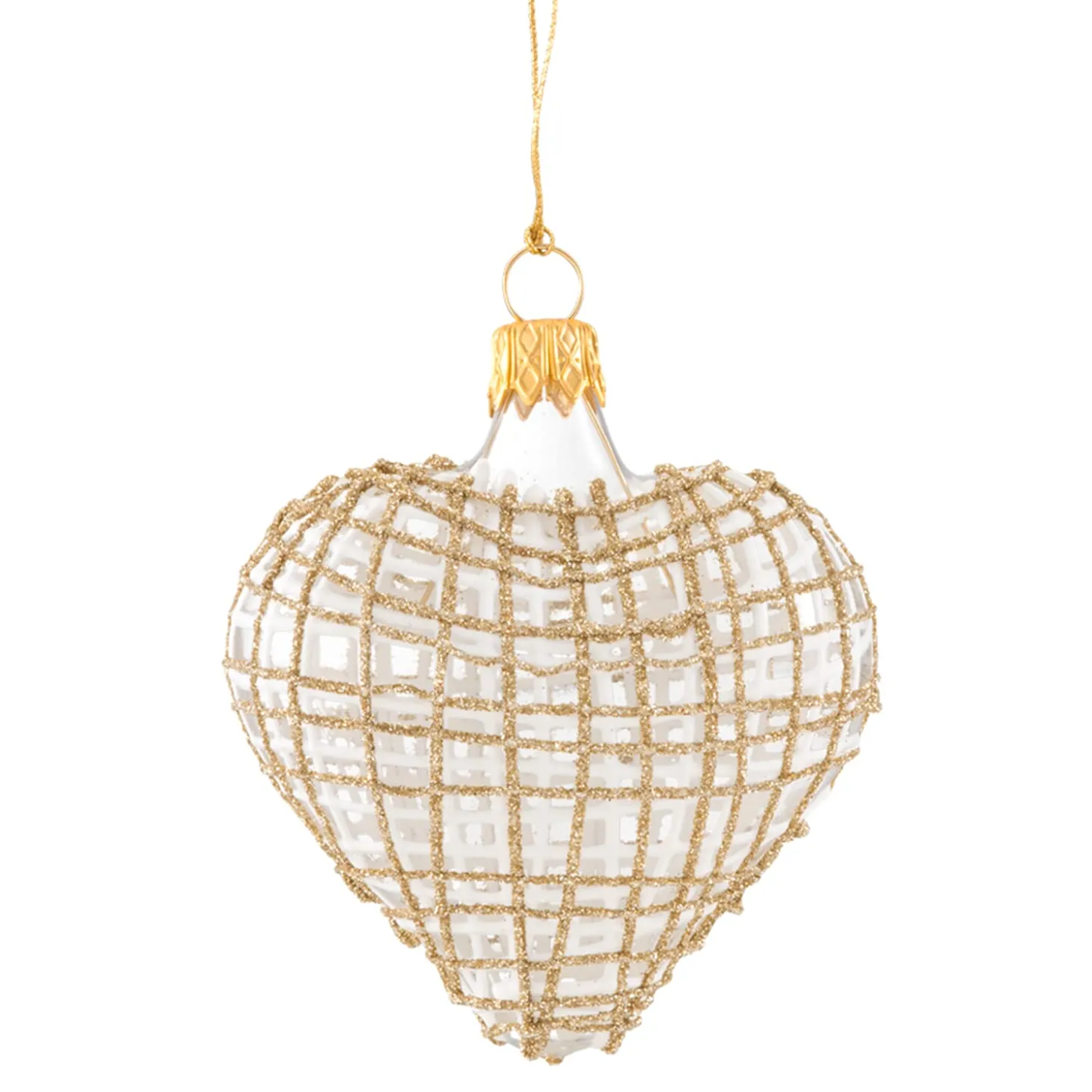 Herz klar mit Glitzer gold/weiß