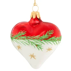 Herz rot-weiß mit Zweig und Sternchen