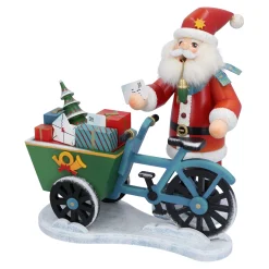 Holzknoddl "Weihnachtsmann mit Lastenrad", Räuchermännchen