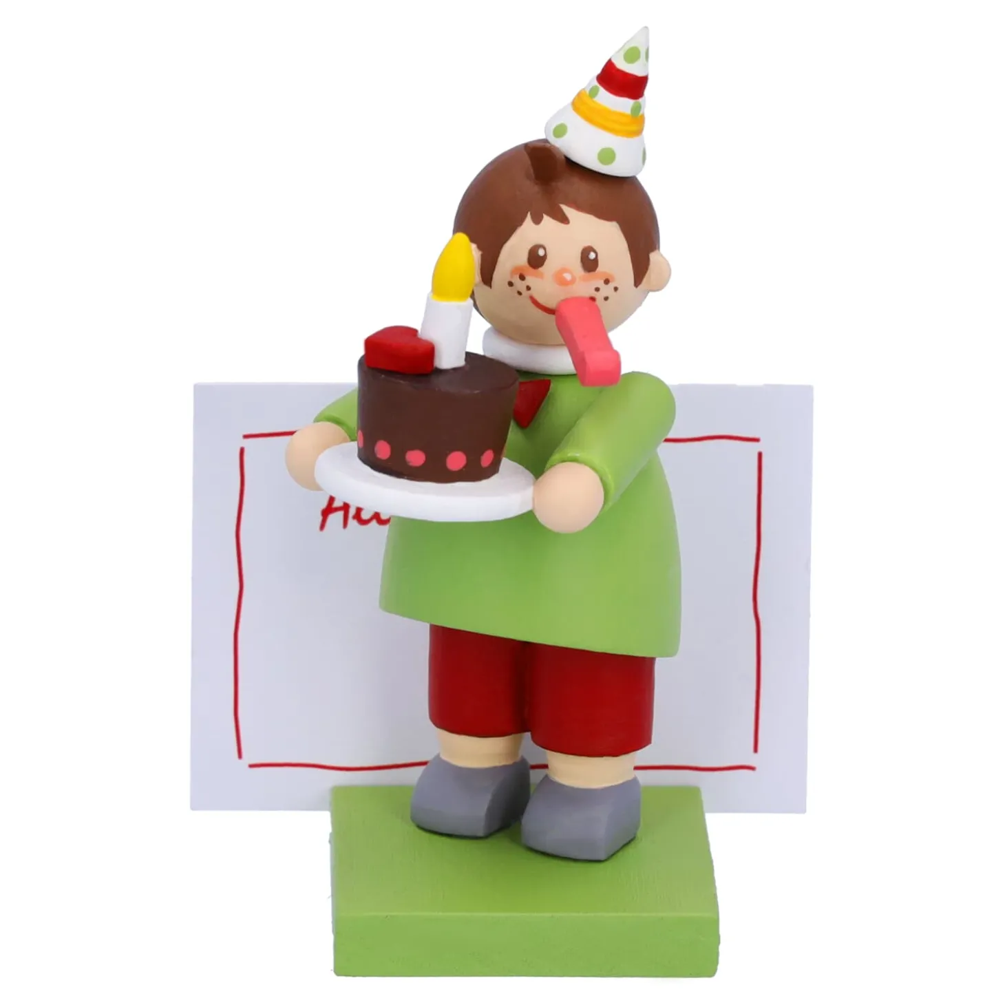 Junge mit Torte "Herzlichen Glückwunsch"